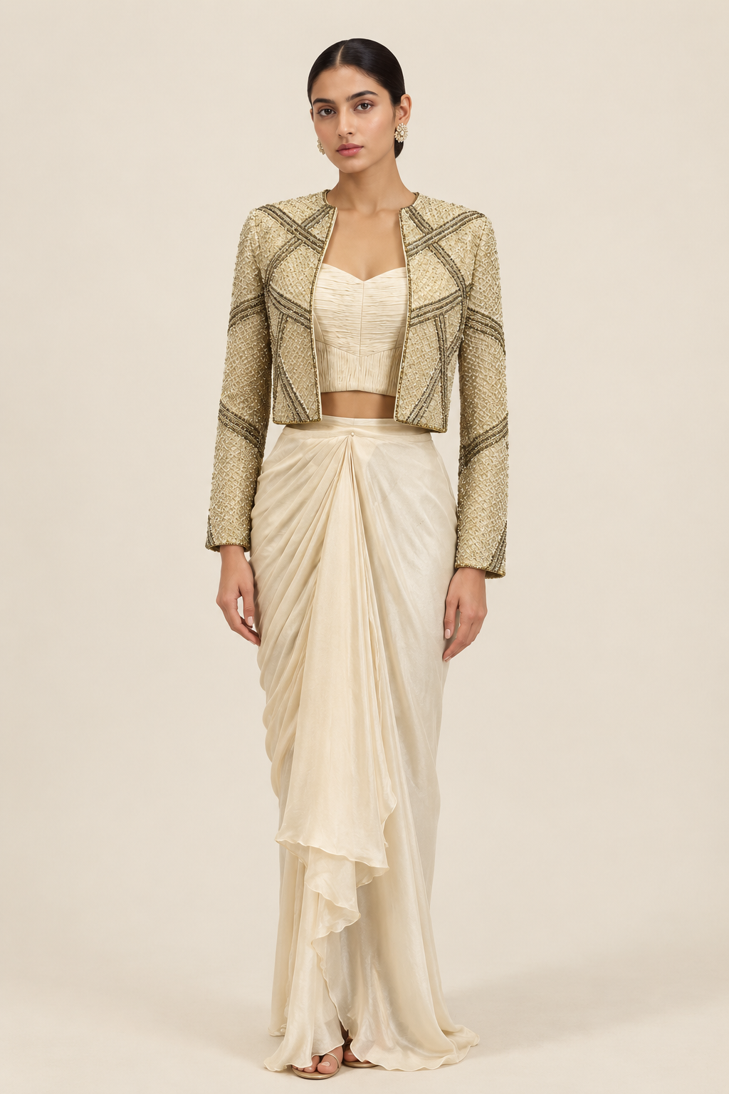 Hand embordered Golden Jacket Set