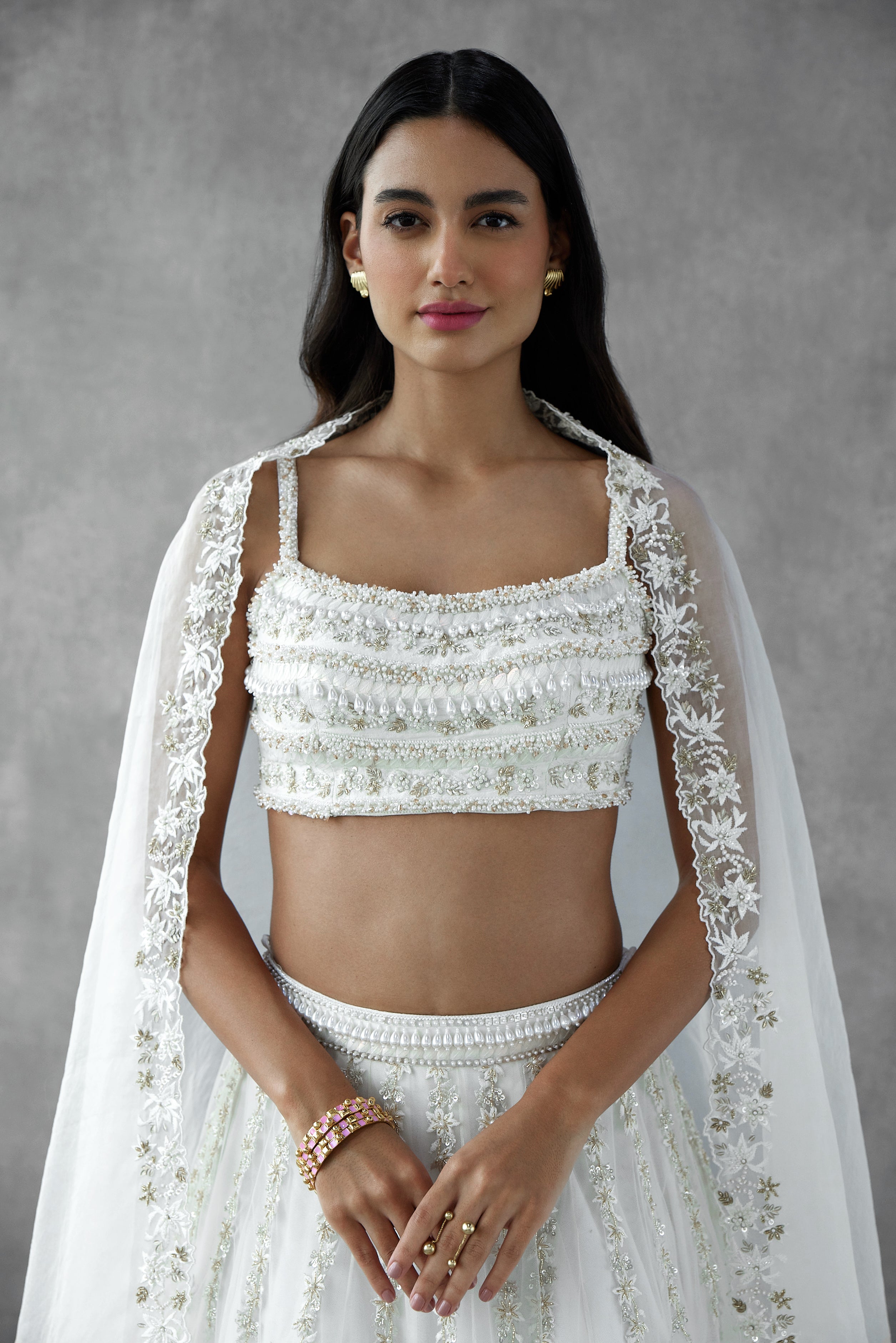 Ivory embellished lehenga set