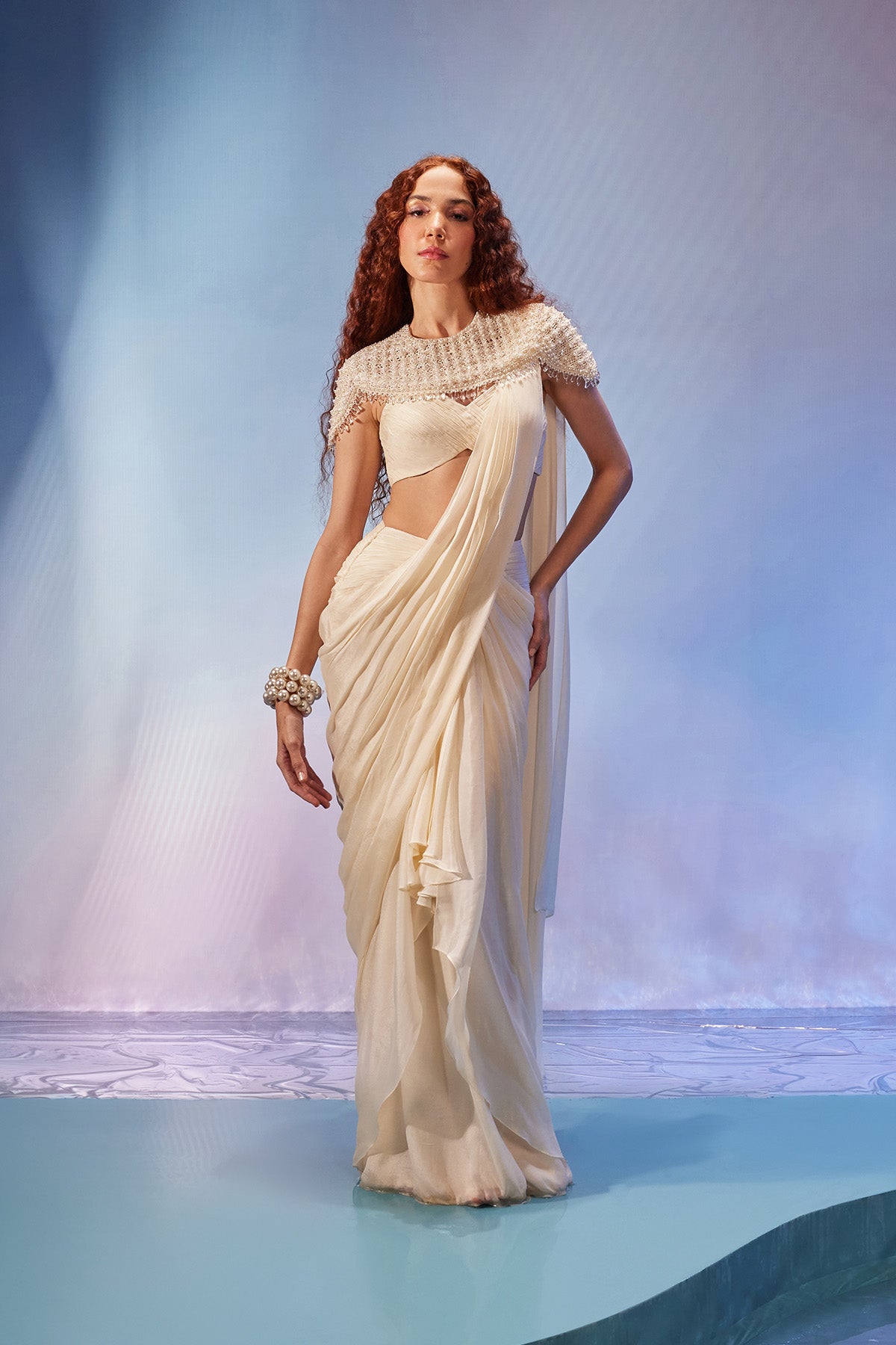 Predrape saree with blouse & bib