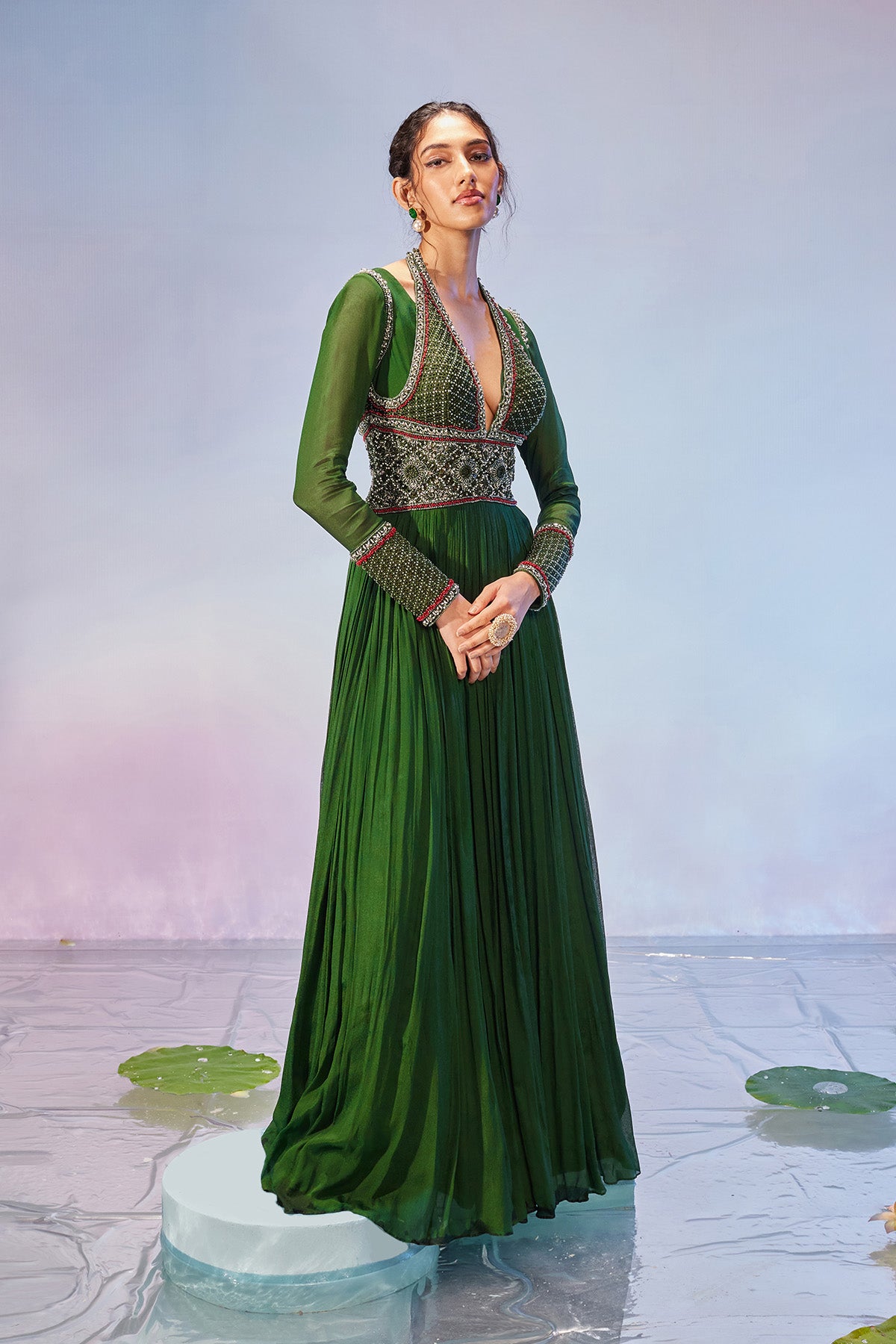 Anarkali gown with embroidery