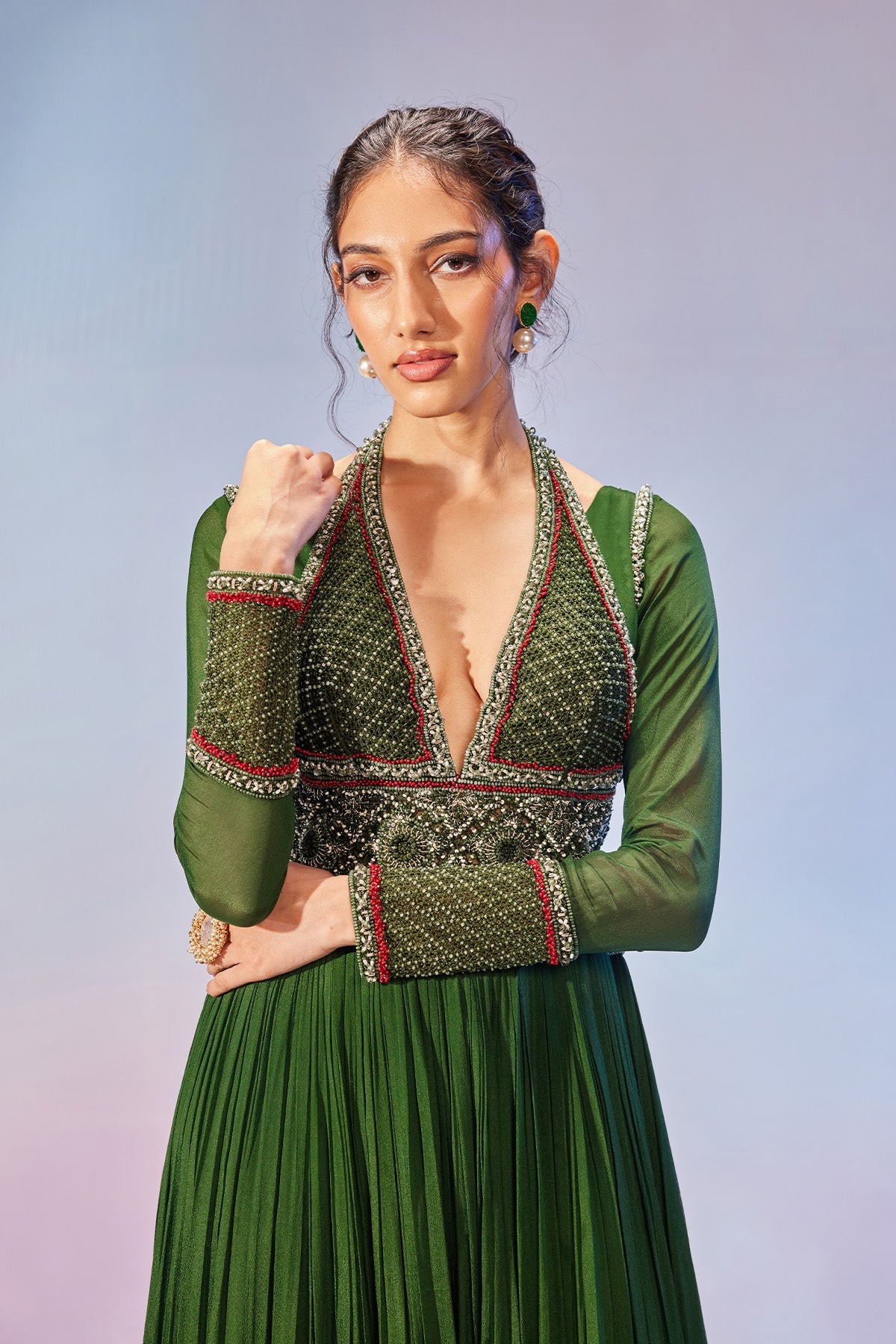 Anarkali gown with embroidery