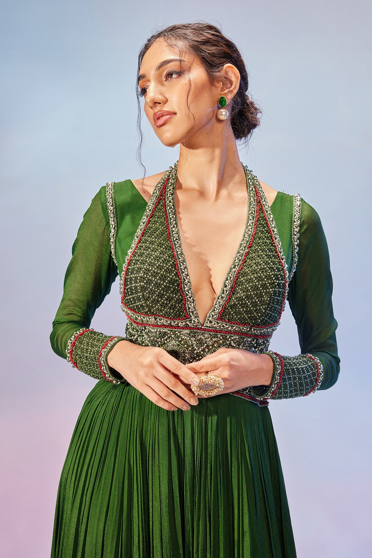 Anarkali gown with embroidery