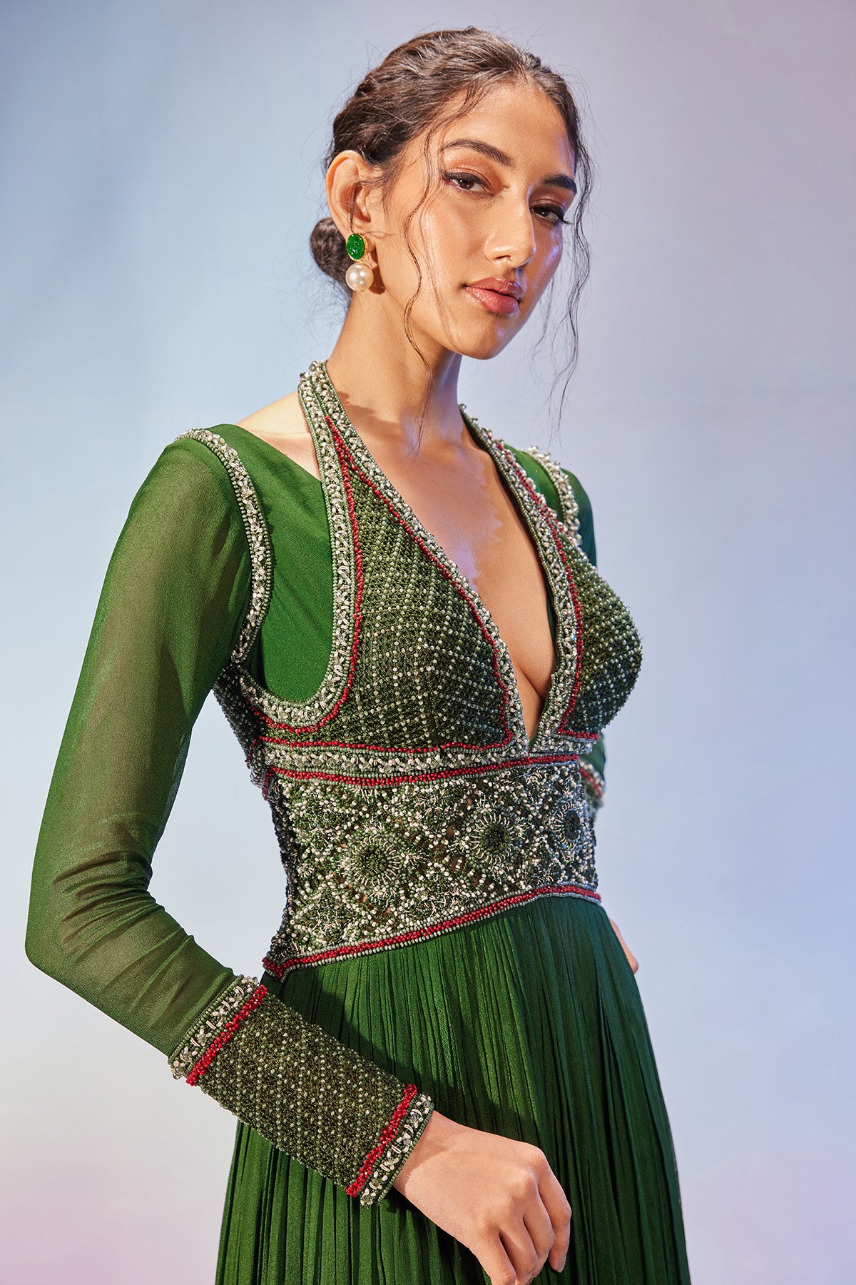 Anarkali gown with embroidery
