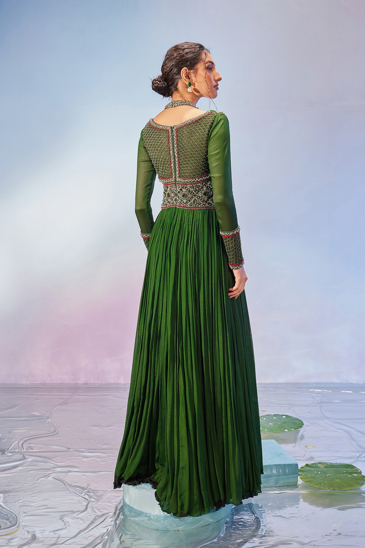 Anarkali gown with embroidery