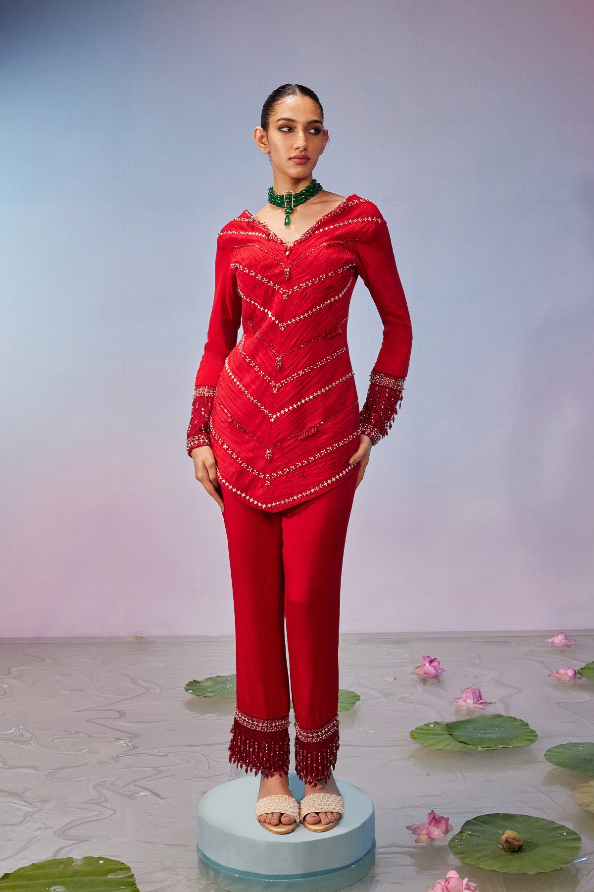 Kurta set with embellished pants