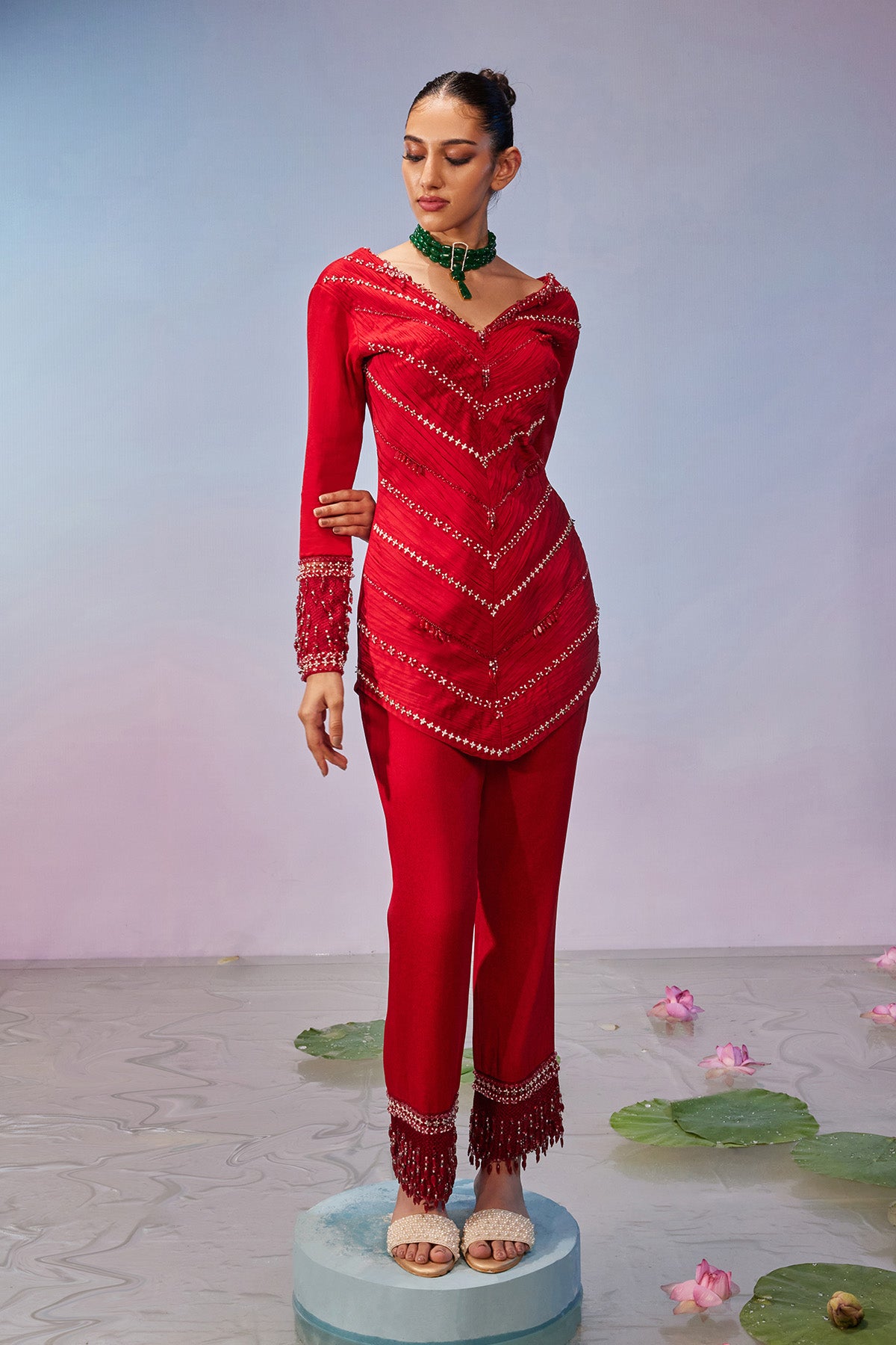Kurta set with embellished pants
