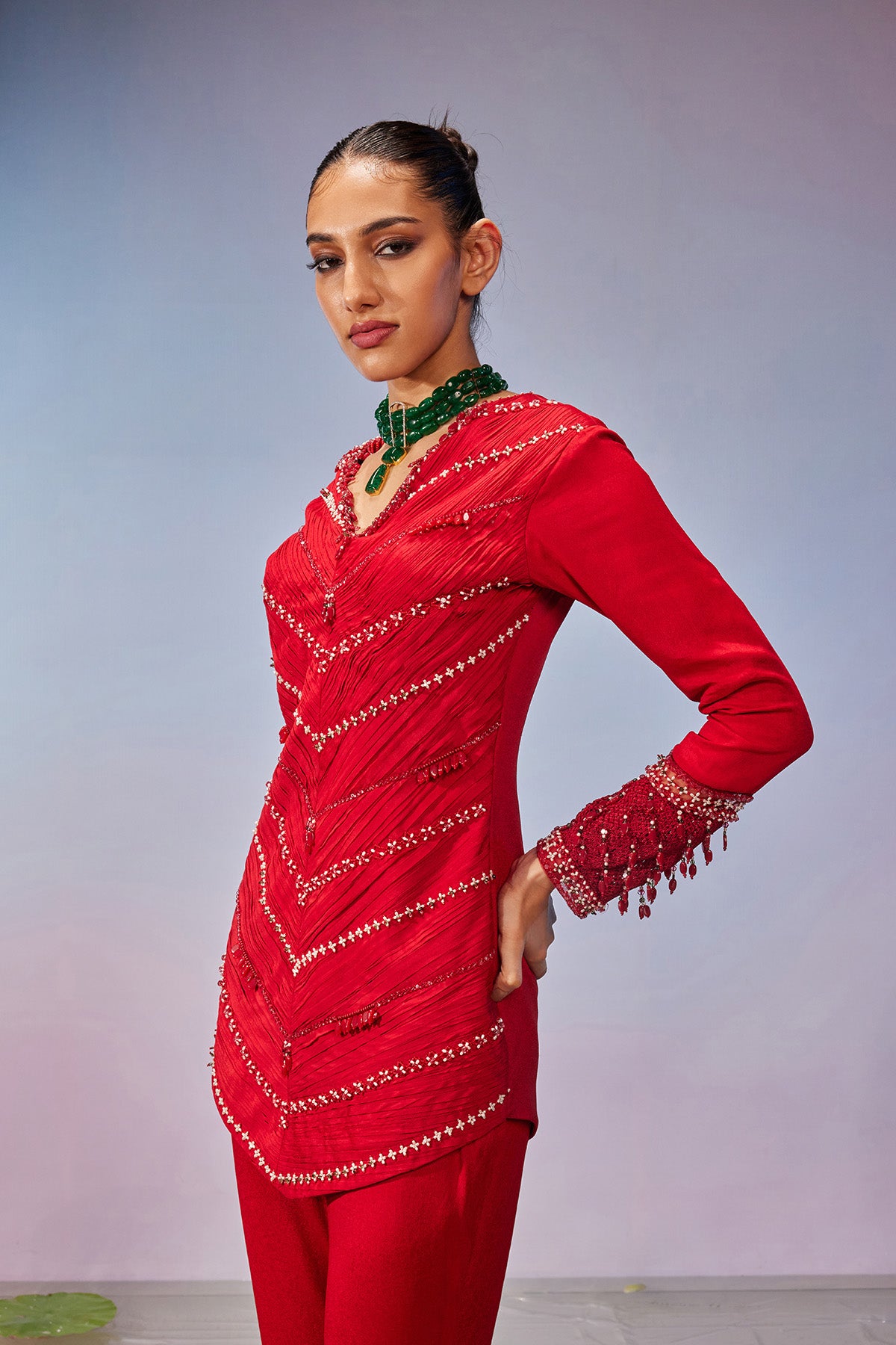 Kurta set with embellished pants