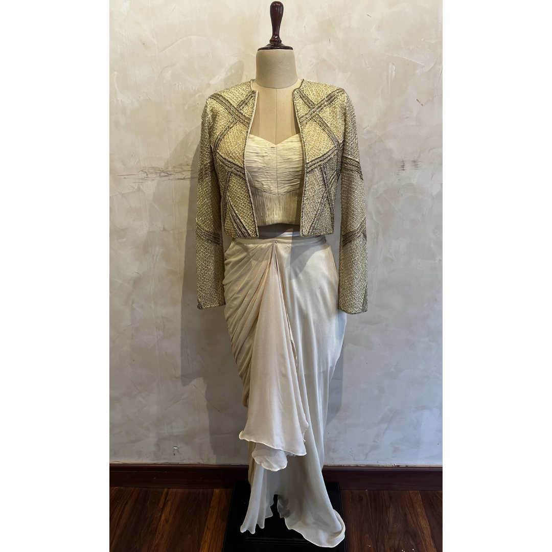 Hand embordered Golden Jacket Set